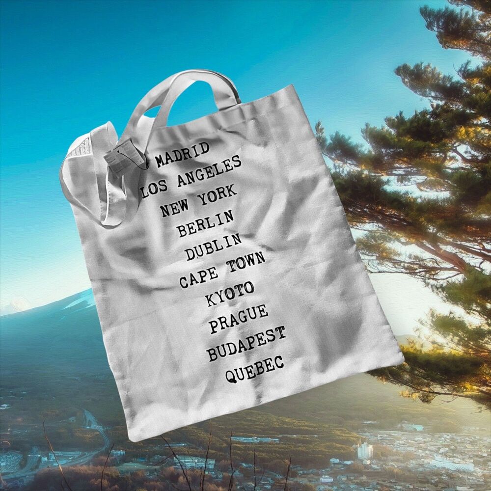 World Travel Graphic Reusable Tote Bag Muslin White 15.5" x 14.5" Forever 21